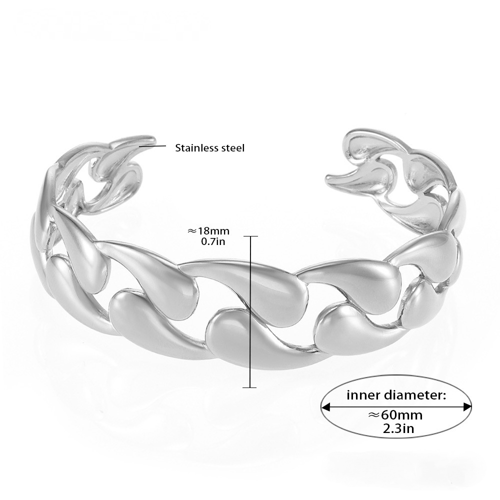 Stainless Steel Polished Water Drop Weave Shape Cuff Bracelet