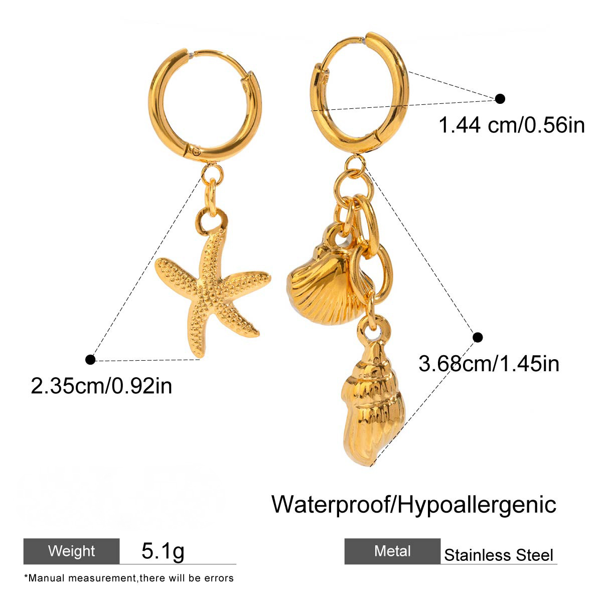Stainless Steel Ocean Huggie Earring Combination
