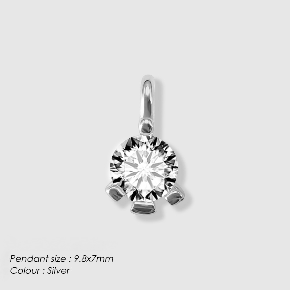 Stainless Steel Moon Star Cubic Zirconia Pendant