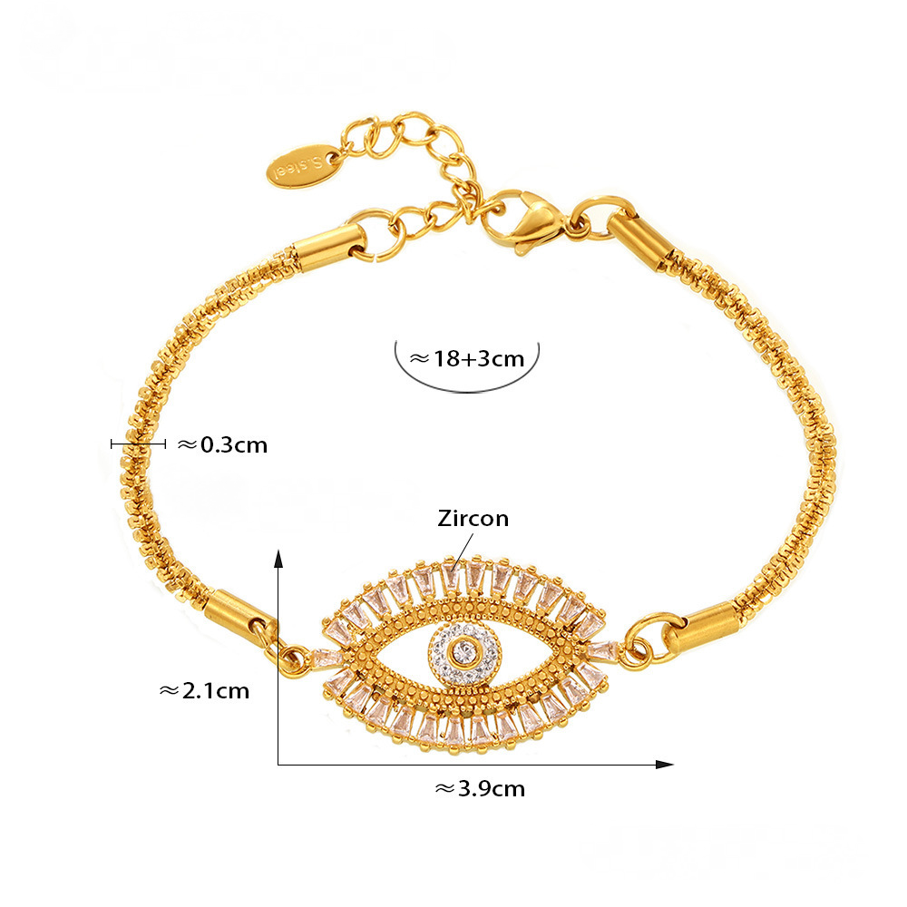 Evil Eye Inlay Cubic Zirconia Bracelet Necklace Earrings Jewelry Suit