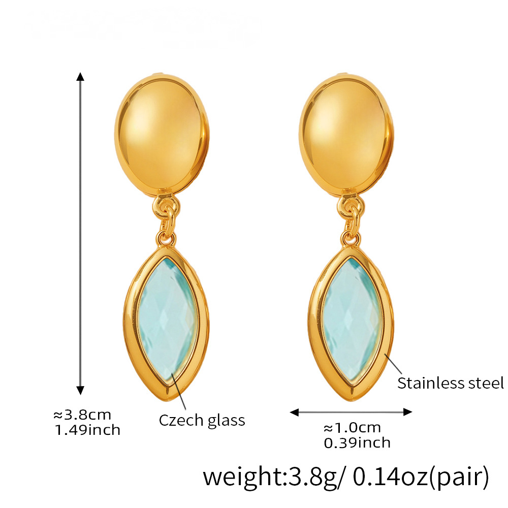 18K Gold PVD Cut Czech Crystal Glass Earrings