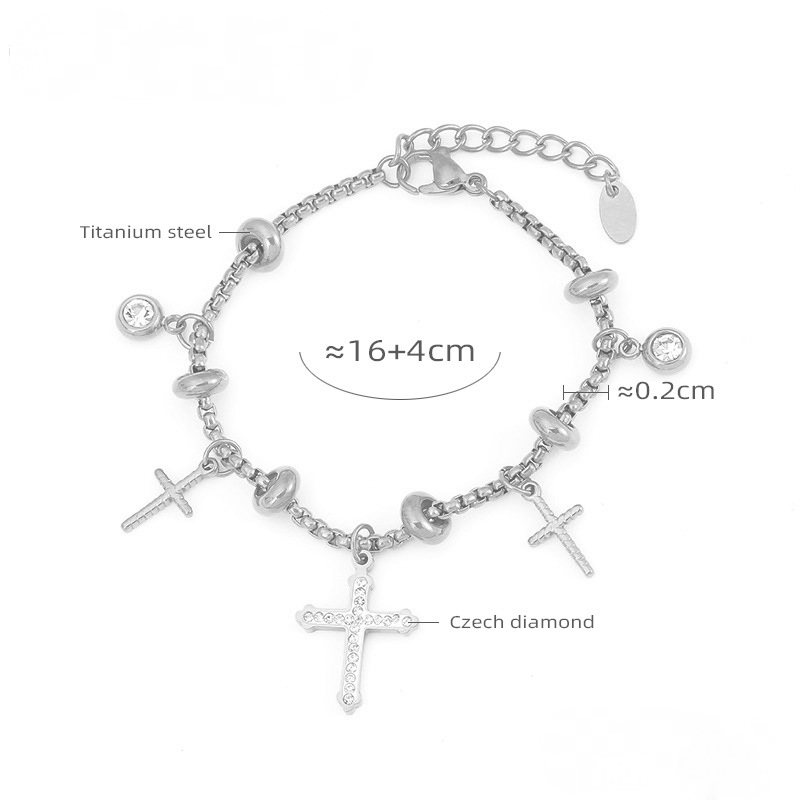 Stainless Steel Multi-element Pendant Inlay Czech Diamond Bracelet