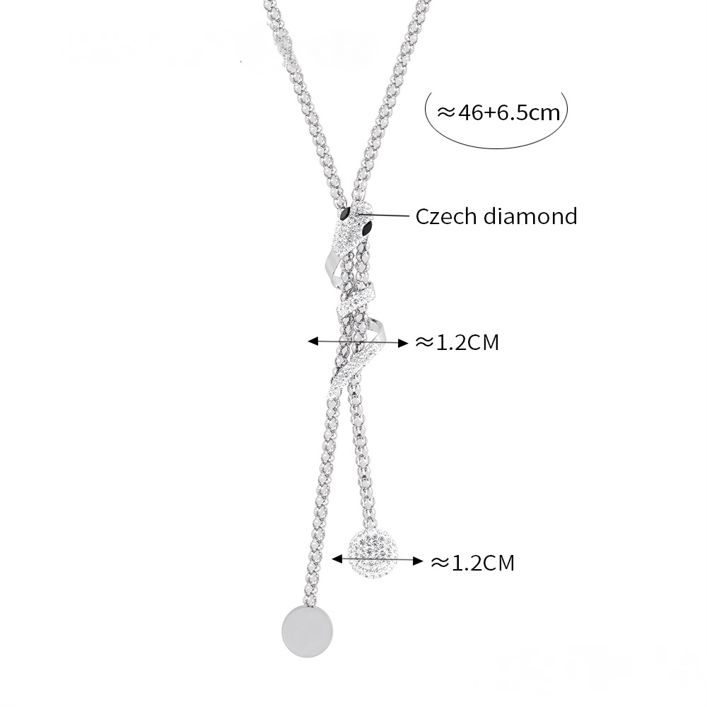 Snake Wrap Lariat Necklace Double Chain Bracelet Jewelry Suit