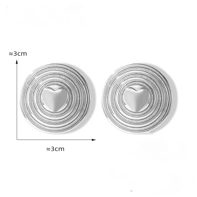 Stainless Steel Heart Shield Stud Earrings