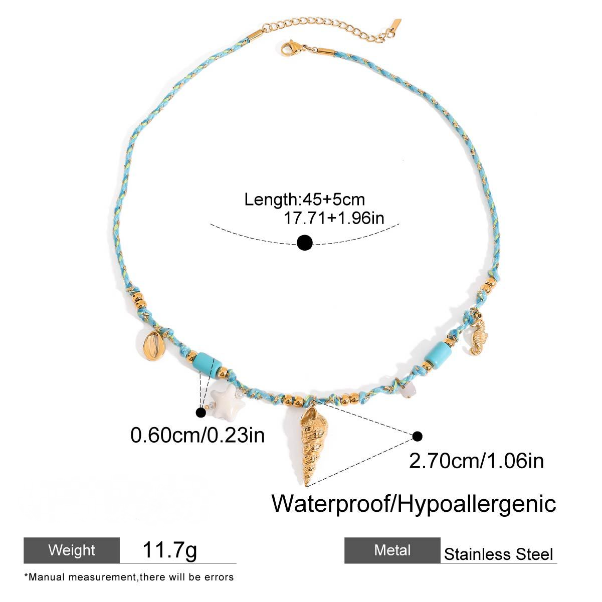 Stainless Steel Ocean Wind Pendant Braided Necklace