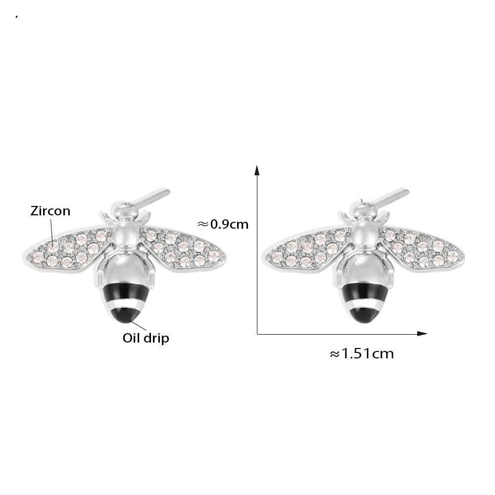 Bee Inlay Cubic Zirconia Necklace Bracelet Earrings Ring Jewelry Suit