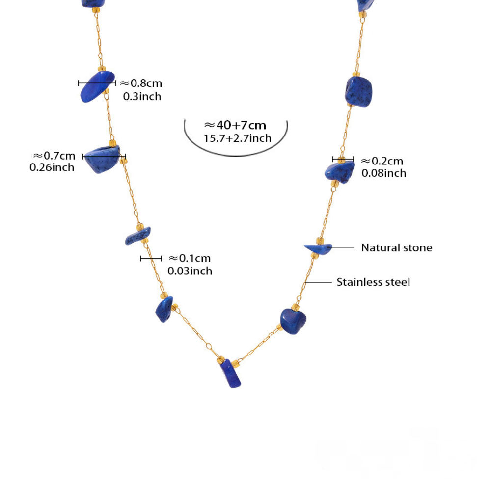 Stainless Steel Irregular Crushed Natural Stone Necklace