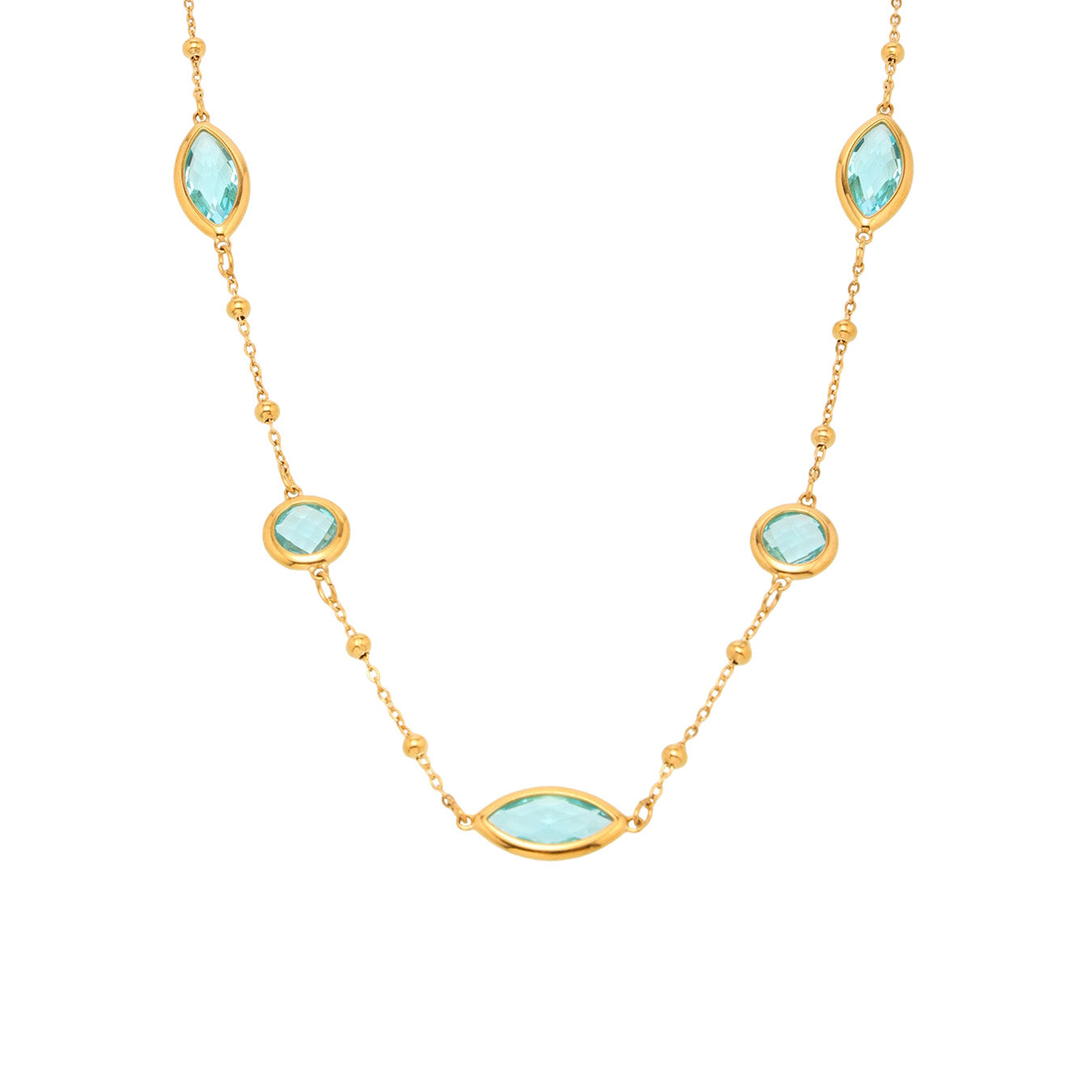 18K Gold PVD Cut Glass Small Steel Ball Necklace