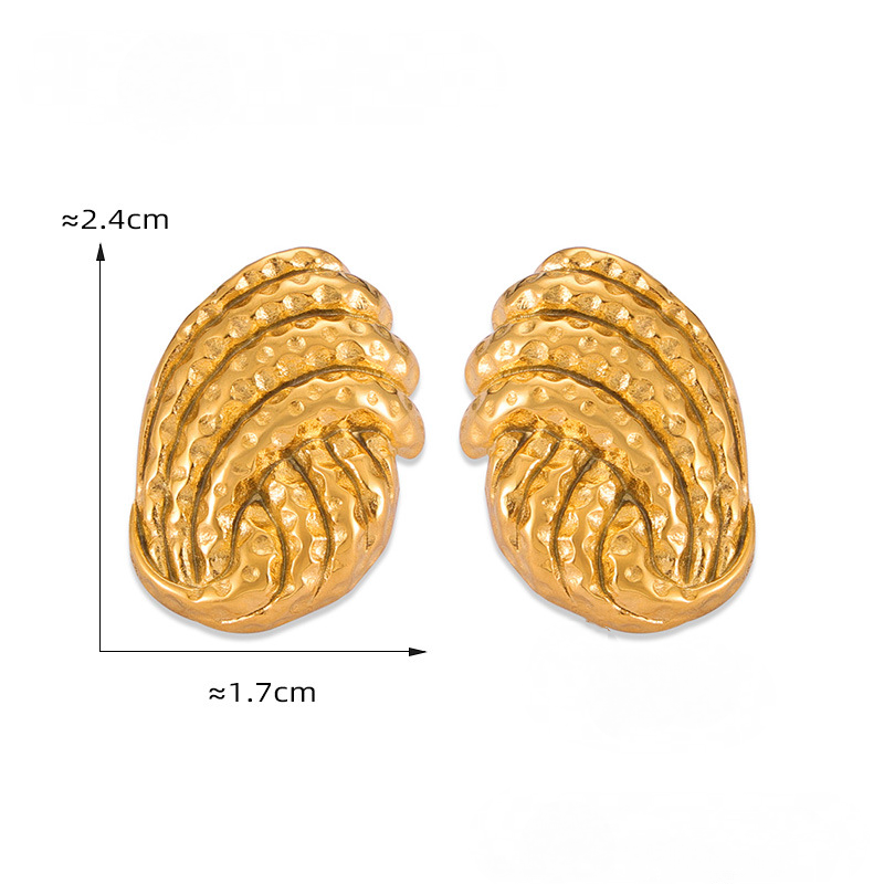 18K Gold PVD Stainless Steel Irregular Texture Earrings