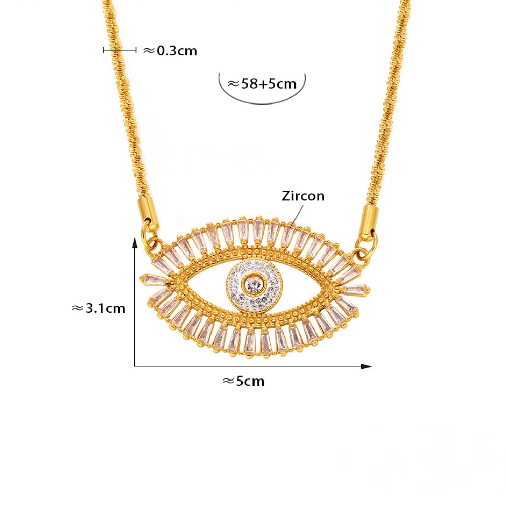 Evil Eye Inlay Cubic Zirconia Bracelet Necklace Earrings Jewelry Suit