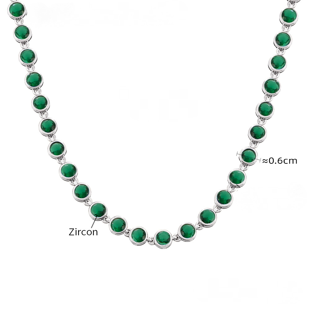 Stainless Steel Round Cubic Zirconia Necklace