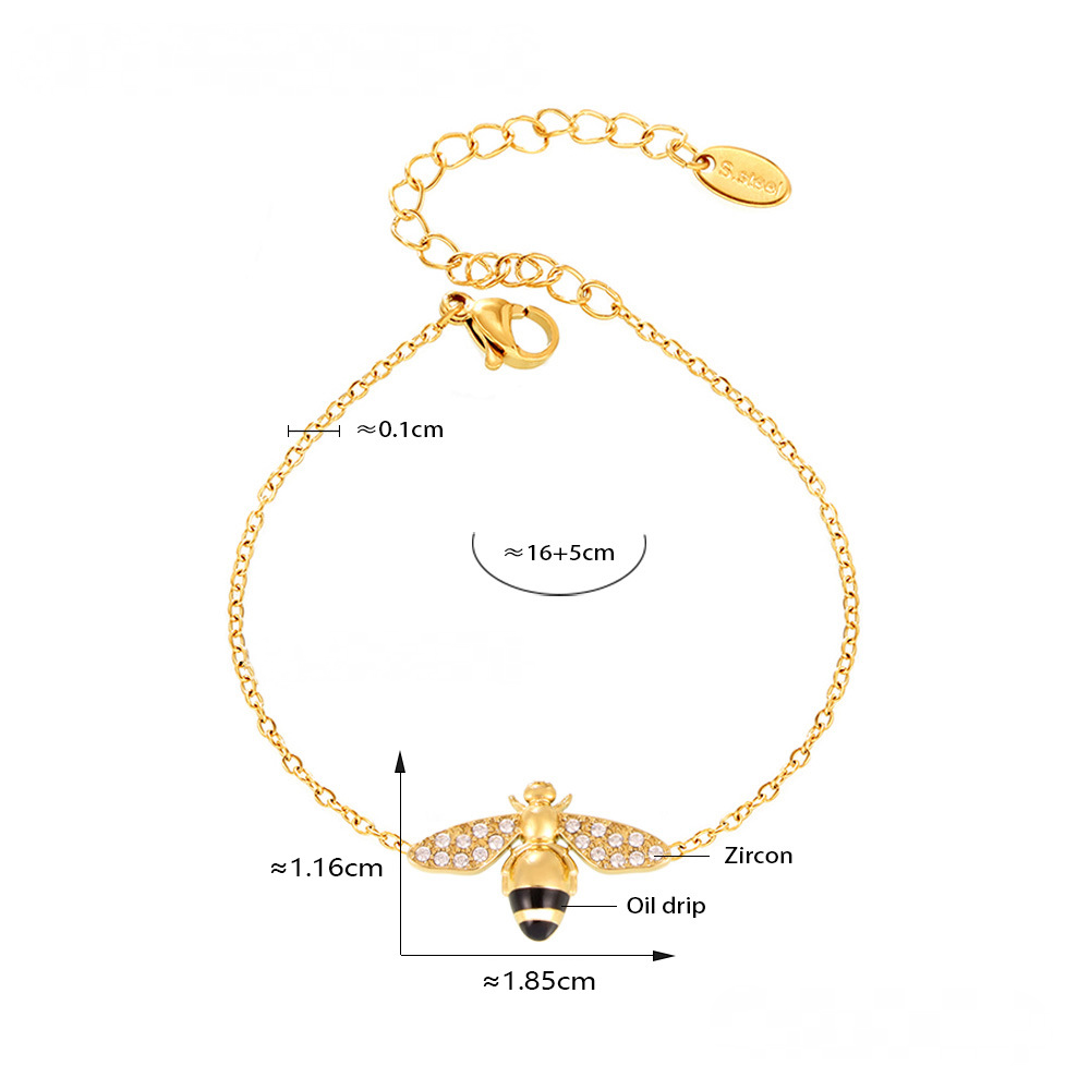 Bee Inlay Cubic Zirconia Necklace Bracelet Earrings Ring Jewelry Suit