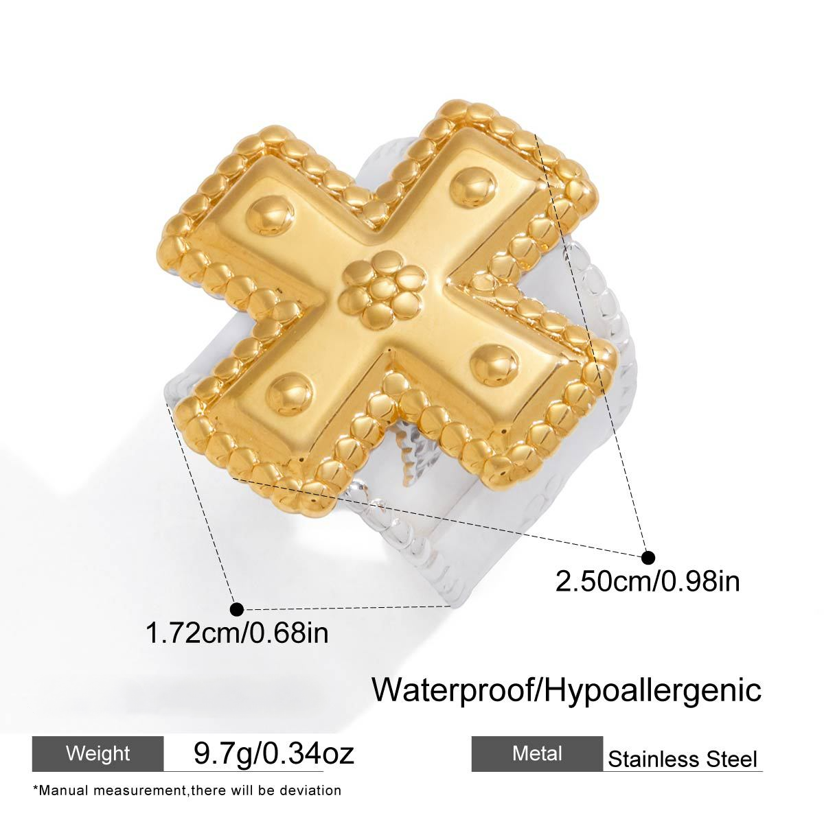 Stainless Steel Band Cross Ring