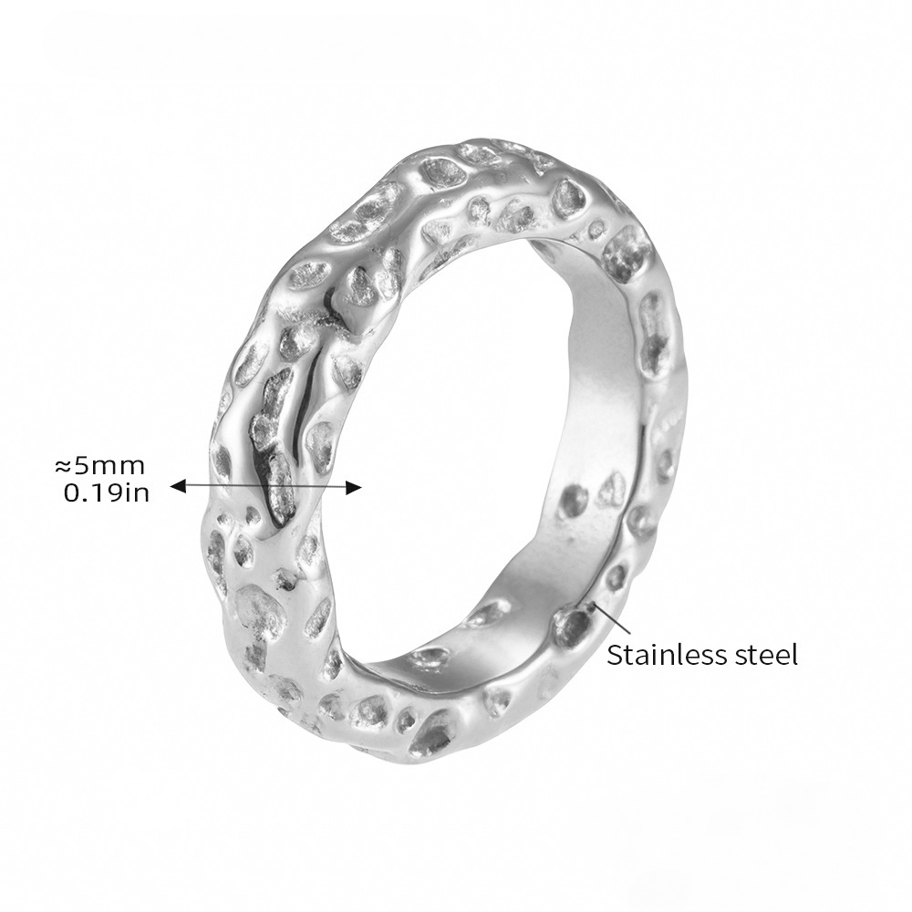 Stainless Steel 18K Gold PVD Irregular Texture Ring
