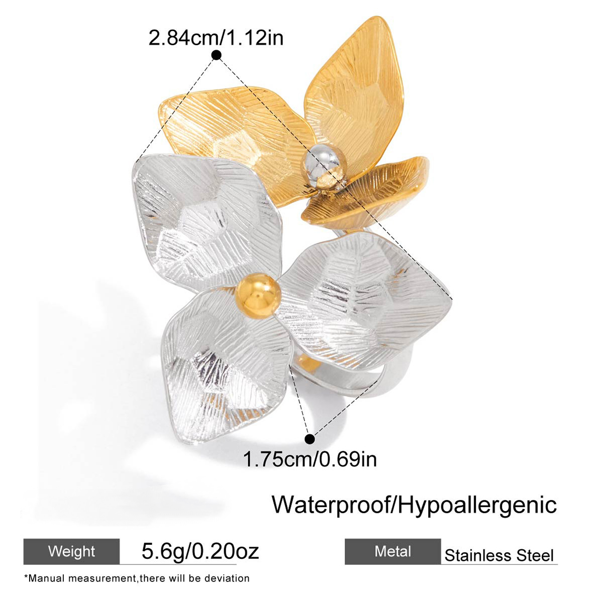 Stainless Steel Geometric Flower Ring