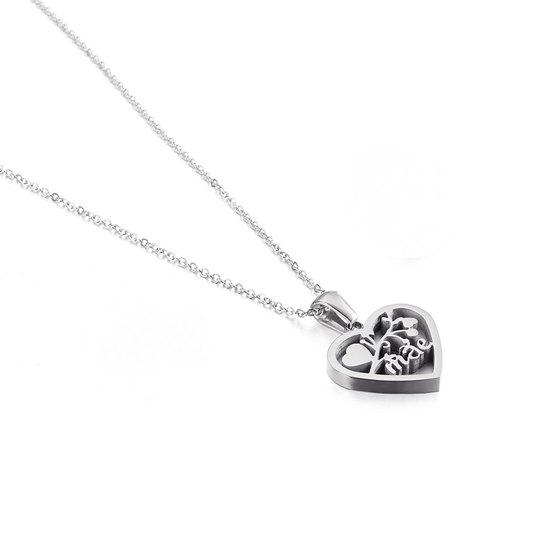 Stainless Steel Hollow Heart Shape Branch Pattern Necklace