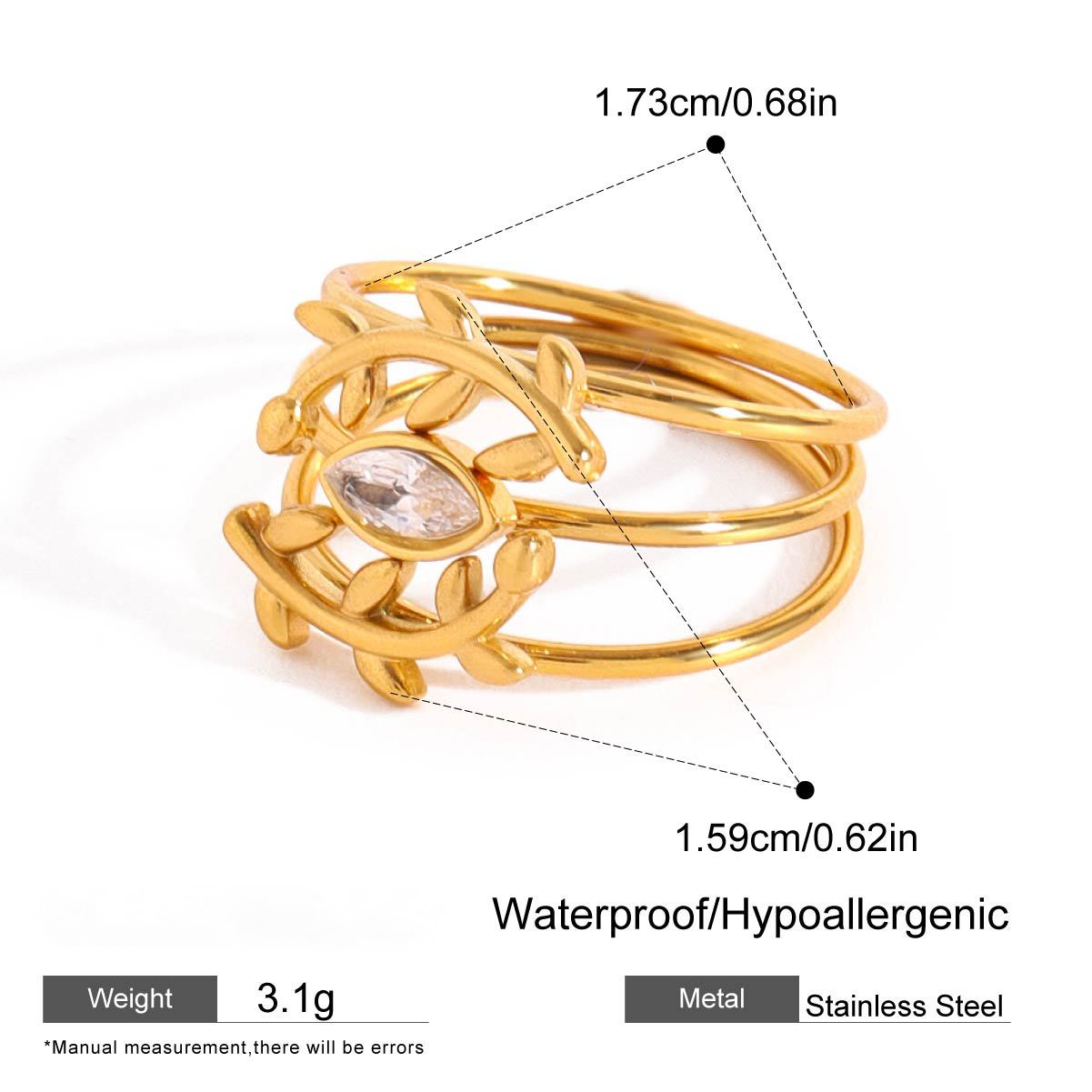 Stainless Steel 18K Gold PVD Stacking Ring Combination