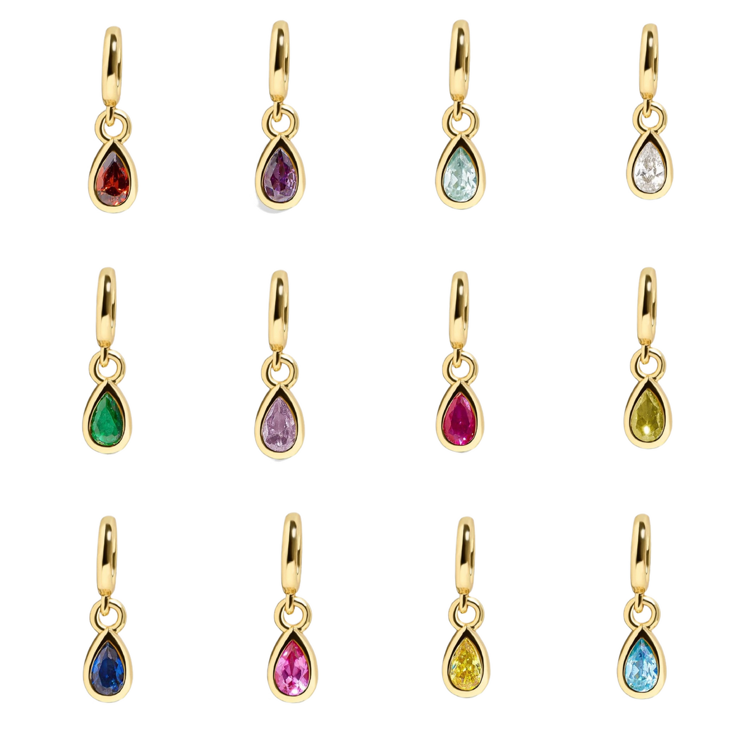 Stainless Steel Water Drop Shape Birthstone Pendant