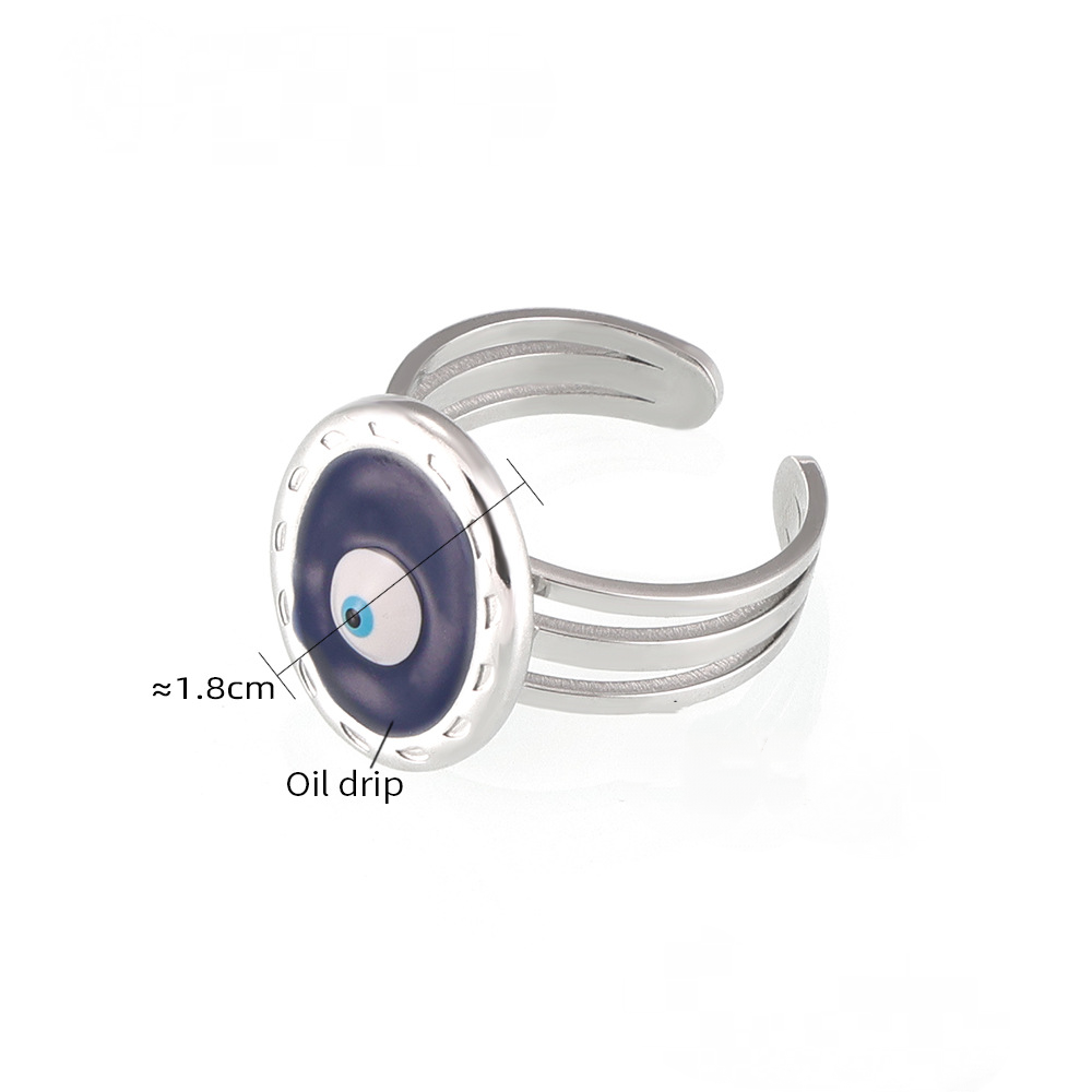 Devil's Eye Oil Drop Stainless Steel Cuff Ring