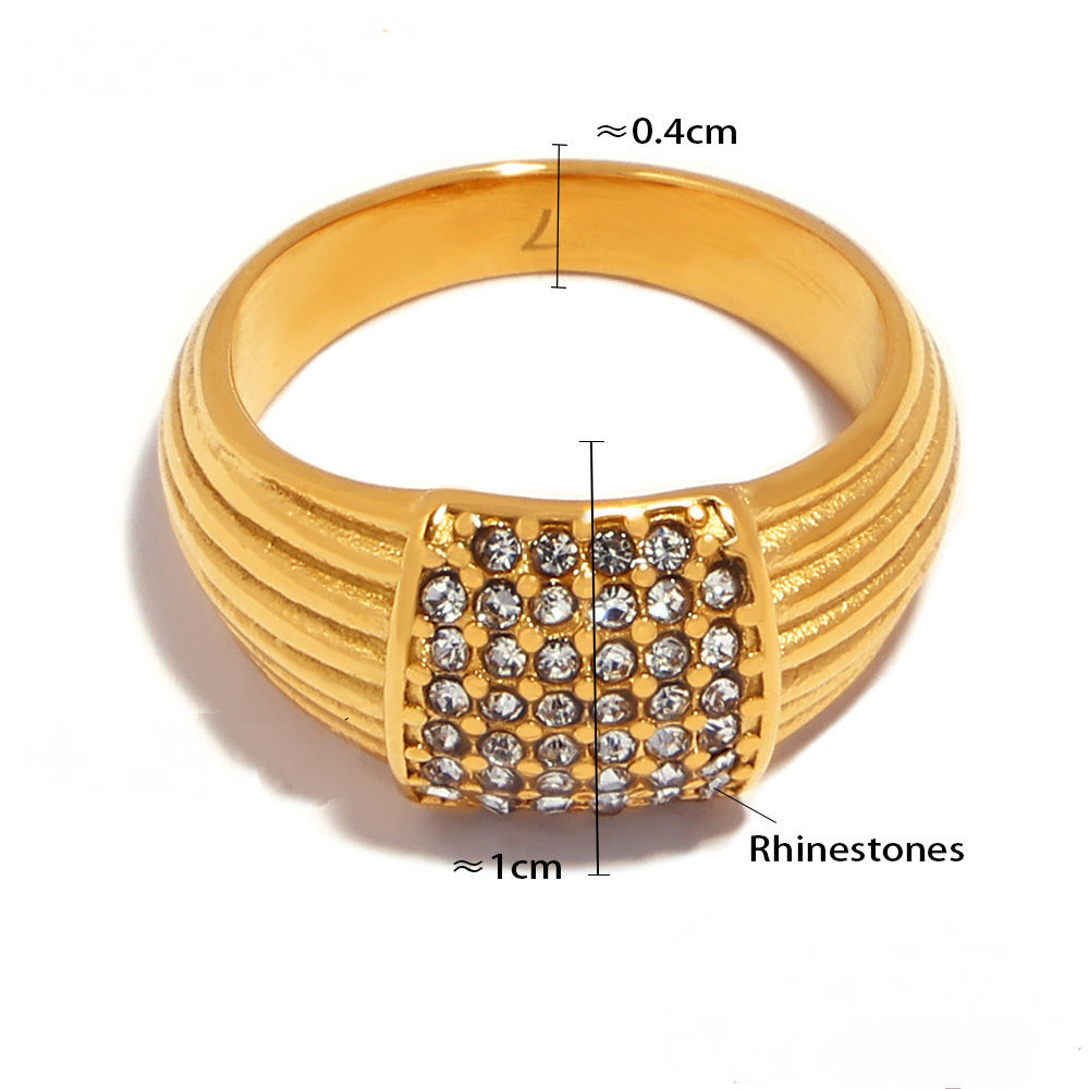 Stainless Steel Multi-layered Rhinestone Ring
