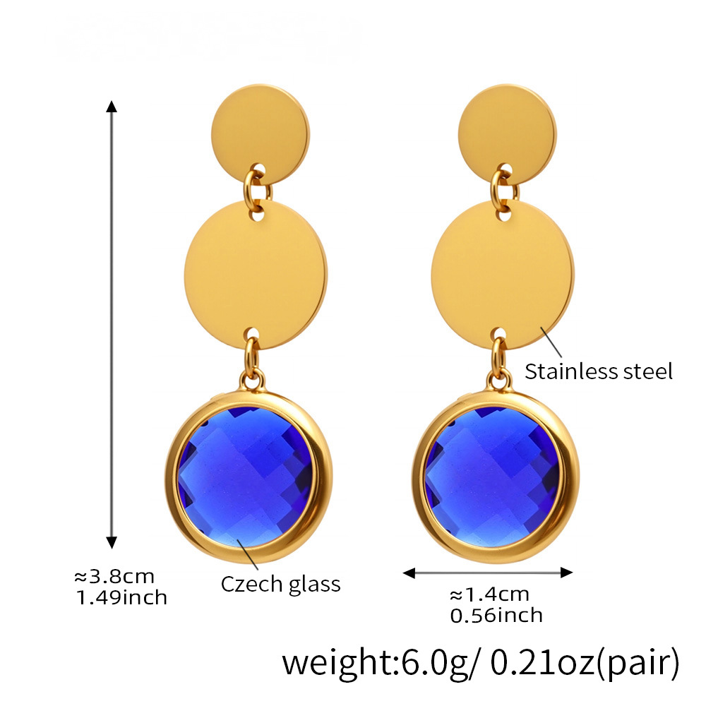 18K Gold PVD Cut Glass Circular Tassel Earrings