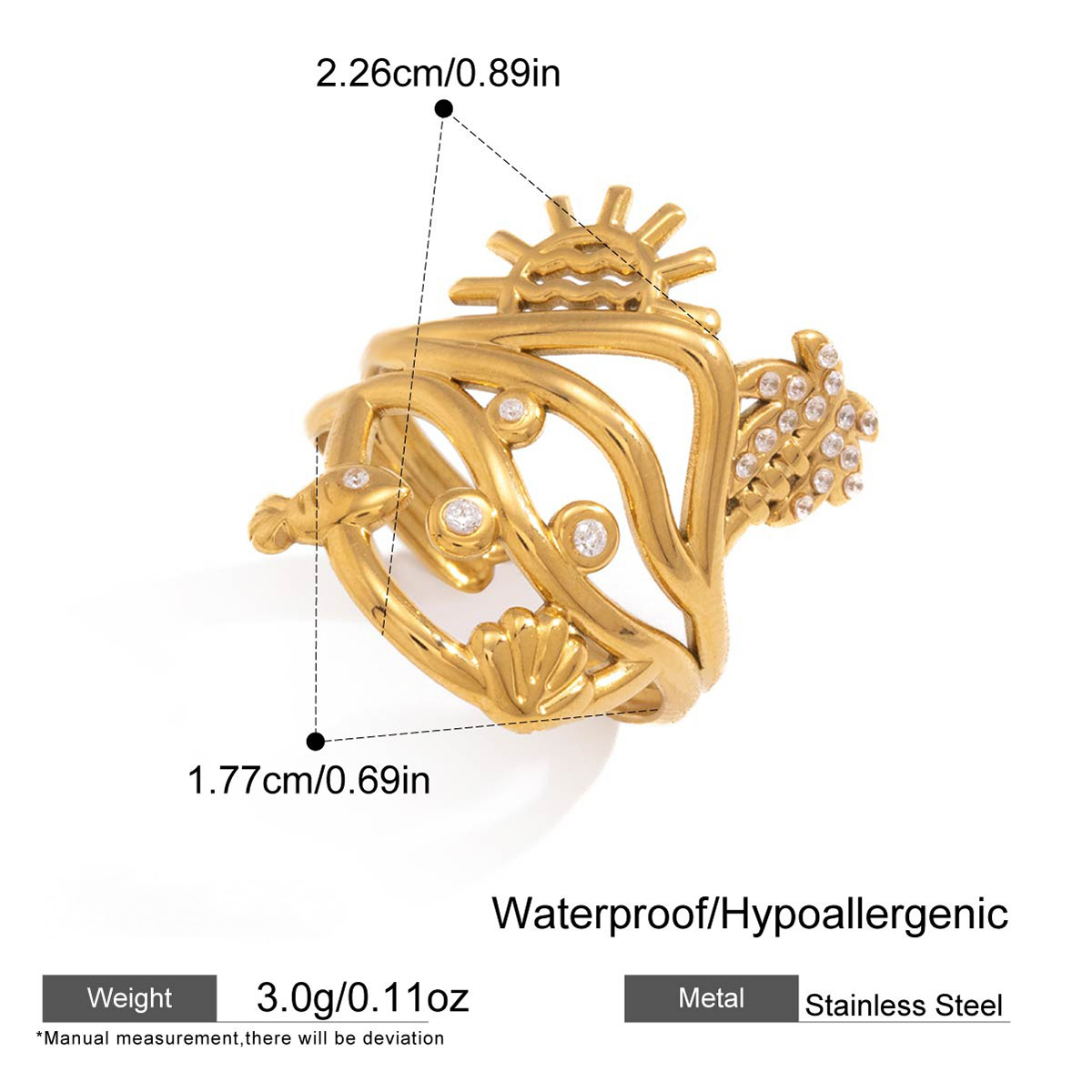 Stainless Steel Shell Multi-layer Hollow Open Ring
