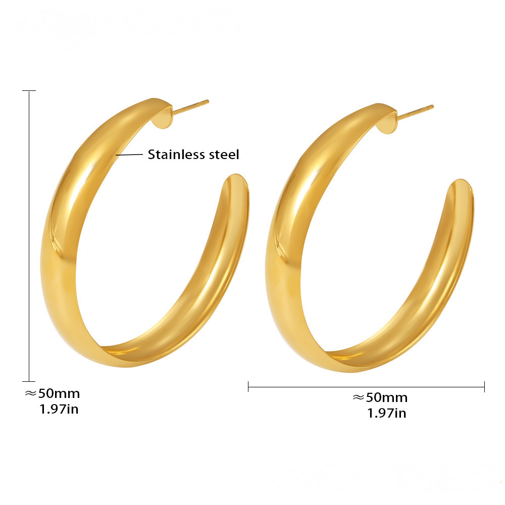 Stainless Steel Women's Multi-Size Hoop Polished Earrings