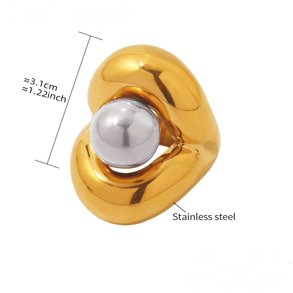 Stainless Steel 18K Gold PVD Double Layer Ball Ring
