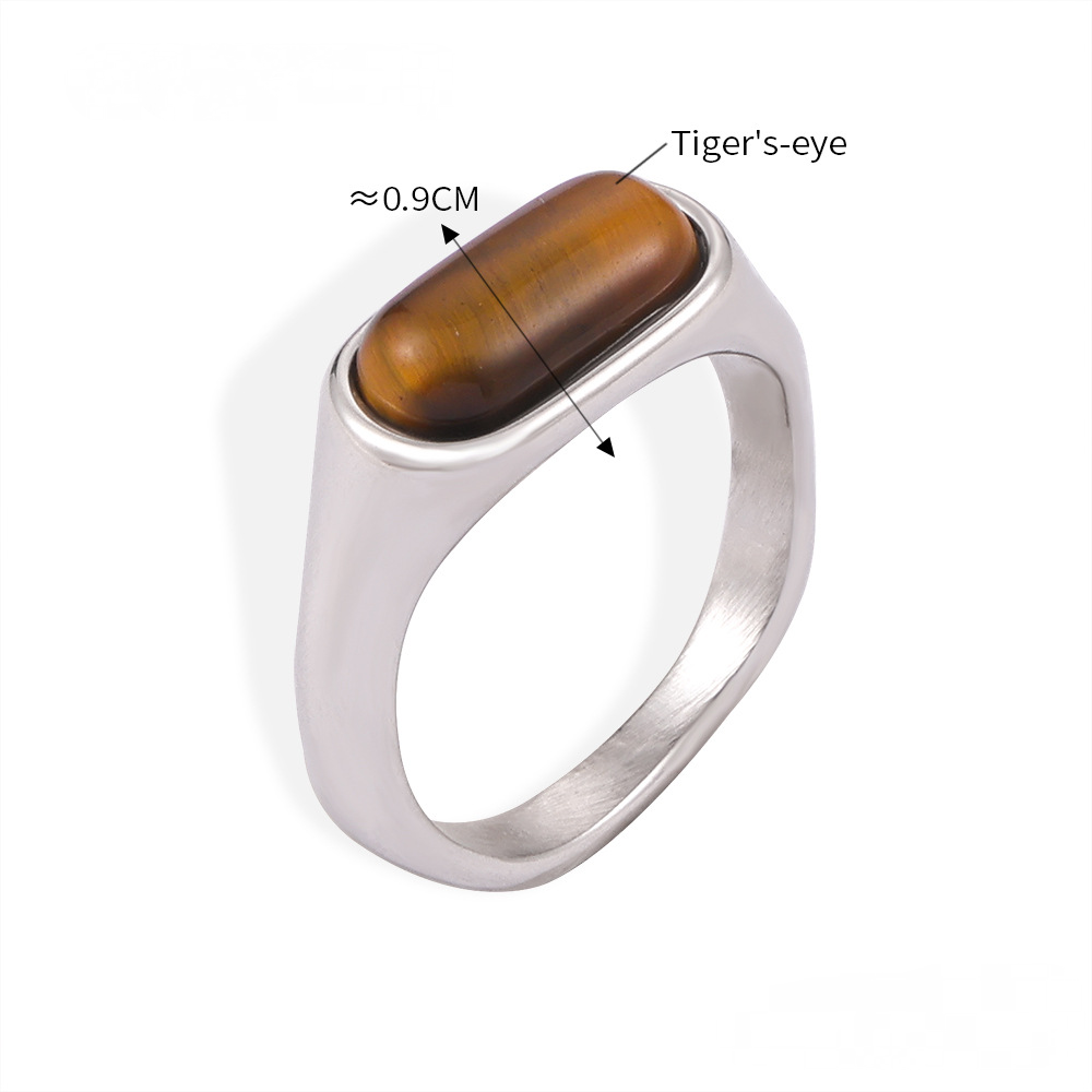 18K Gold PVD Stainless Steel Tiger Eye Ring