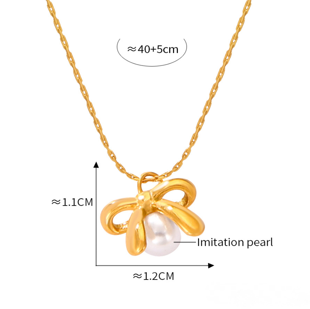 Smiley Face Bow Round Pendant Stainless Steel Necklace