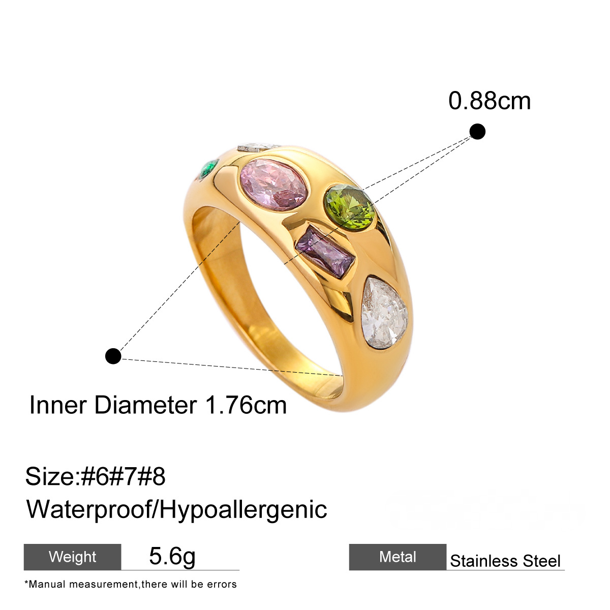 Stainless Steel Exaggerated Cubic Zirconia Ring