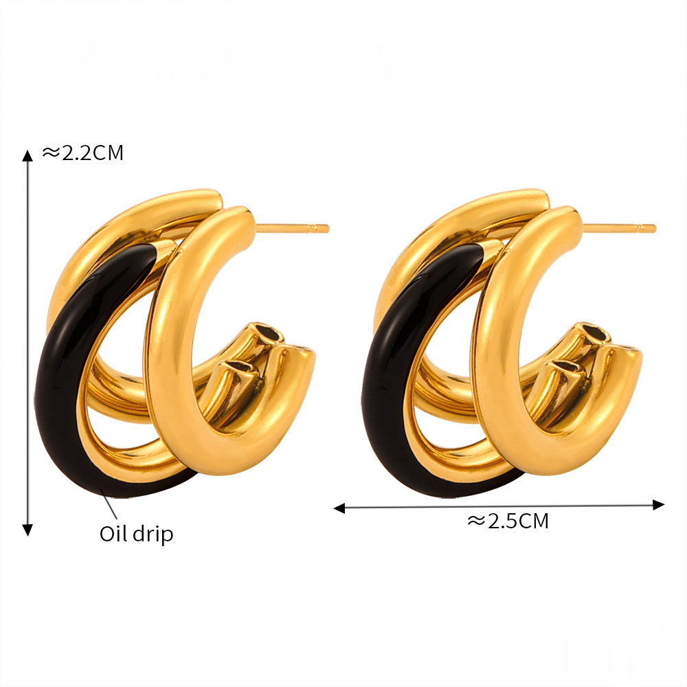 Stainless Steel Irregular Drip Oil Multi-layered Hoop Earrings