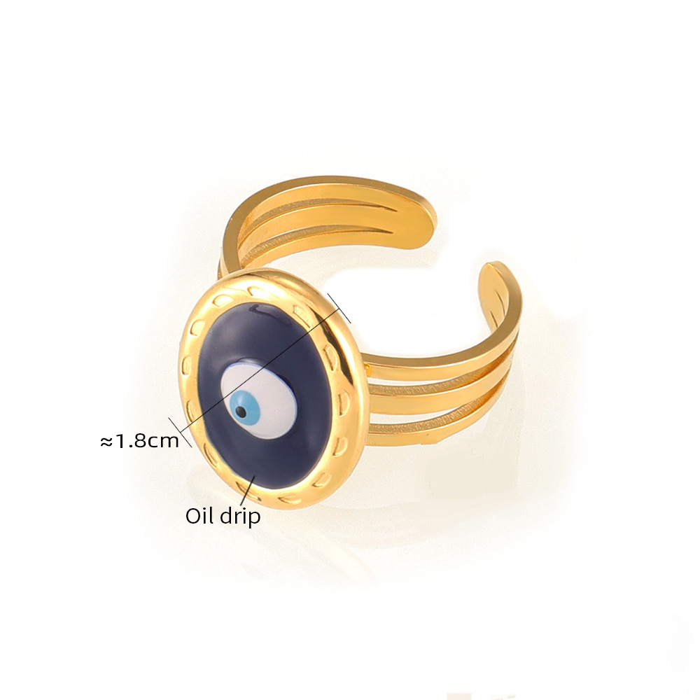 Devil's Eye Oil Drop Stainless Steel Cuff Ring
