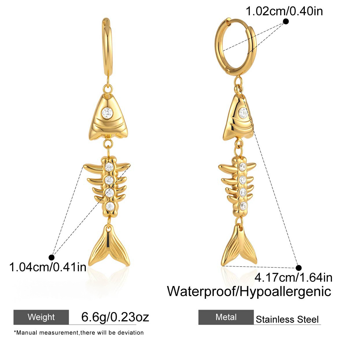 Stainless Steel Fishbone Earrings Necklace Jewelry Set