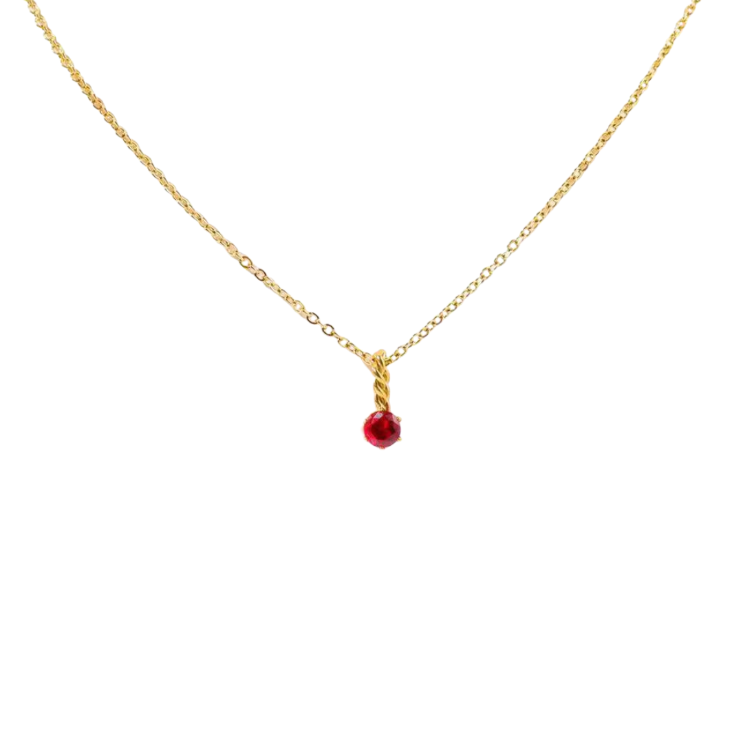 Stainless Steel Round Birthstone Pendant Necklace
