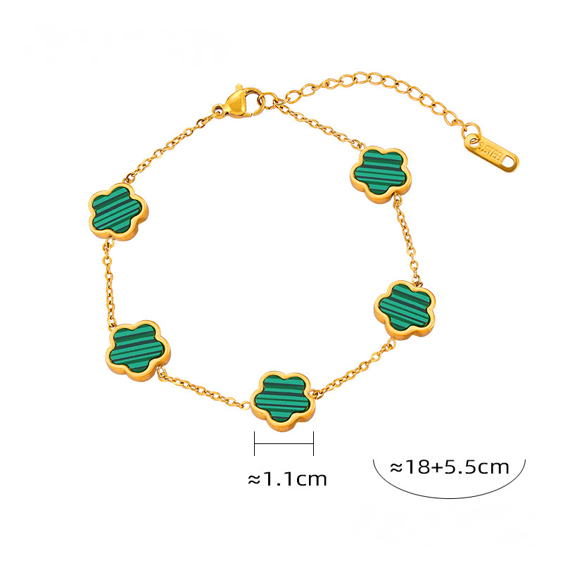 Flower Inlay White Shell Bracelet Necklace Earrings Jewelry Suit