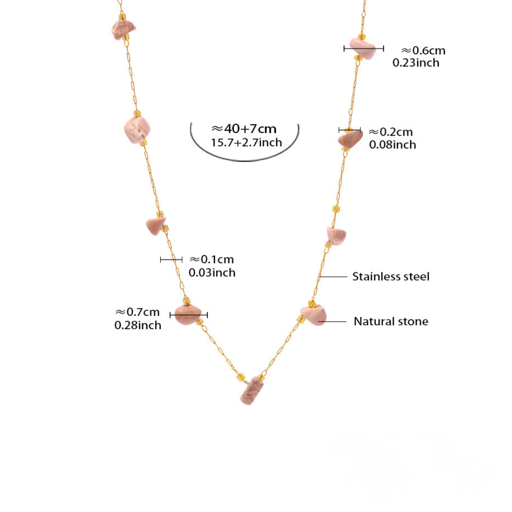 Stainless Steel Irregular Crushed Natural Stone Necklace