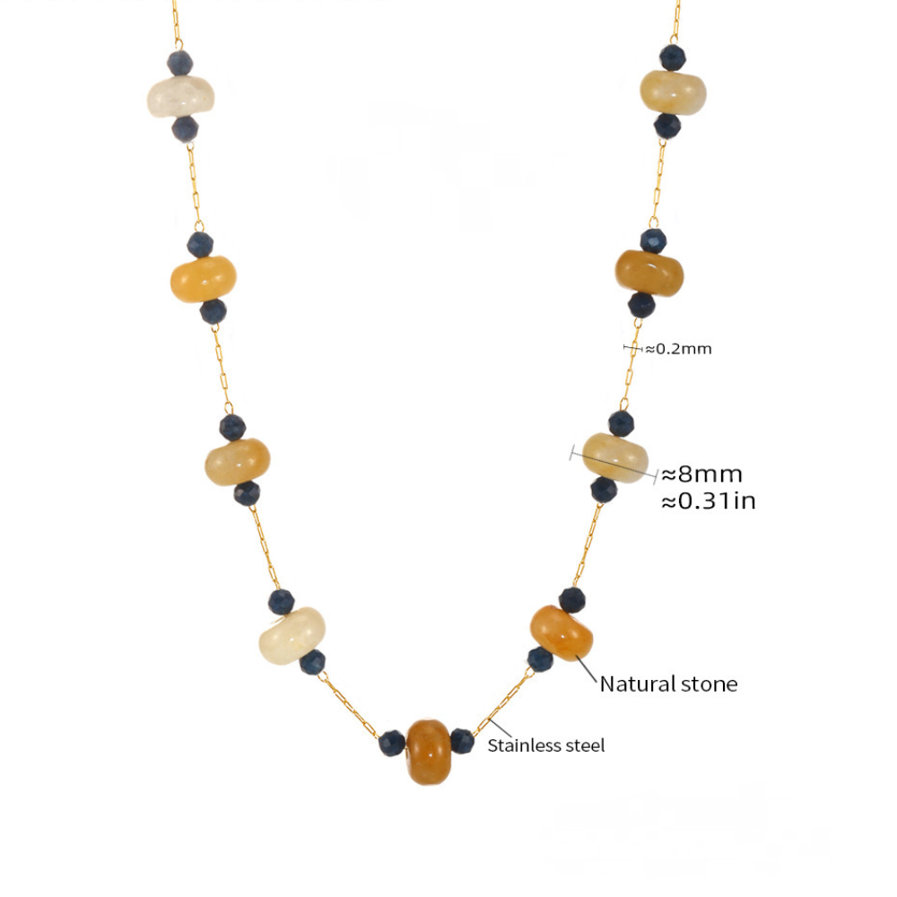 Stainless Steel Natural Stone Beaded Necklace