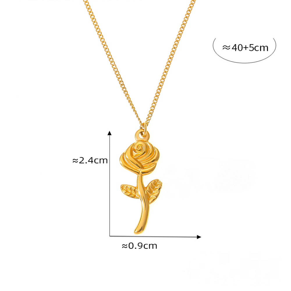 Rose Pendant Stainless Steel Necklace