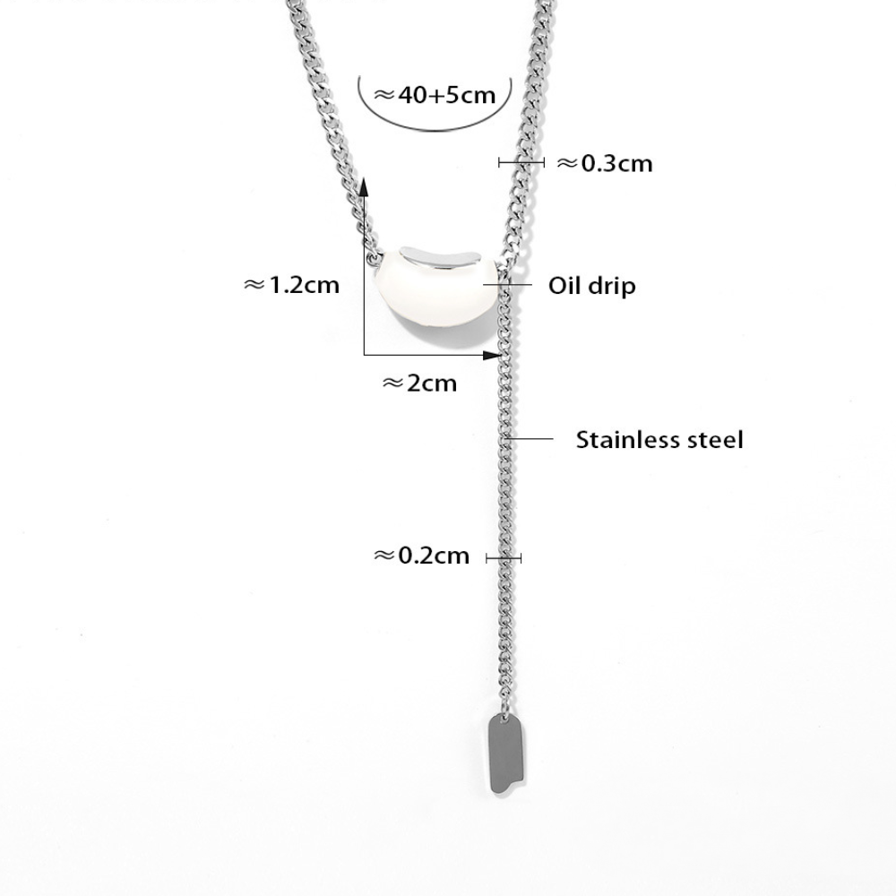 Stainless Steel Small Bean Pendant Tassel Necklace