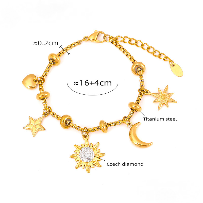 Stainless Steel Multi-element Pendant Inlay Czech Diamond Bracelet