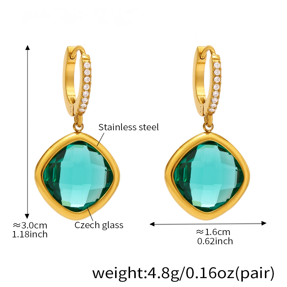 Diamond Cut Czech Glass Full Diamond Huggie Earrings