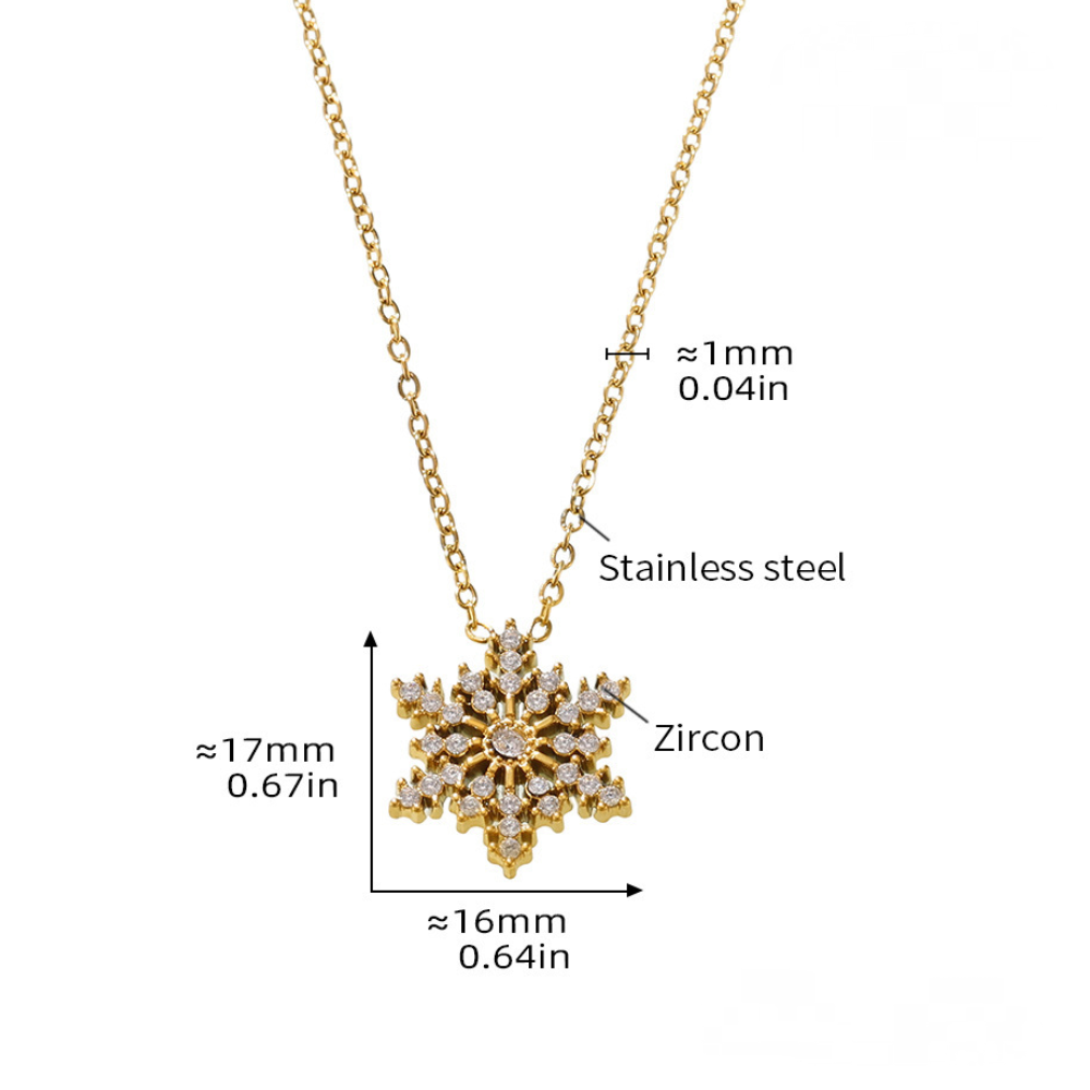 Christmas Snowflake Inlay Cubic Zirconia Necklace
