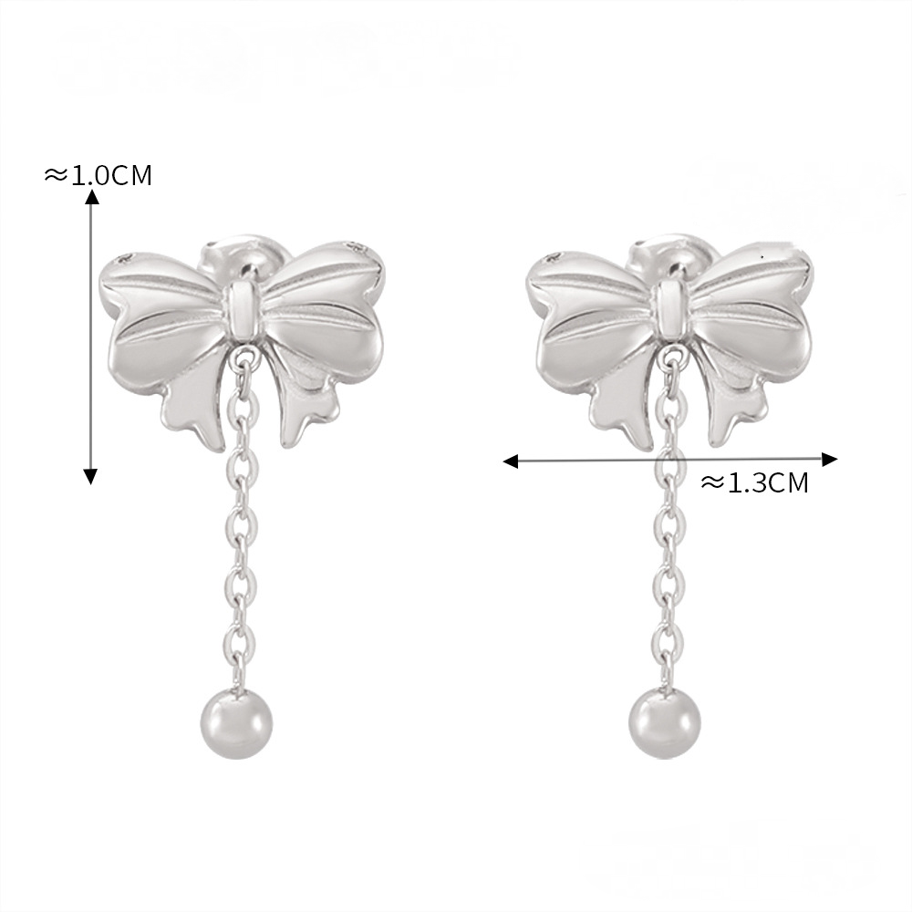 Bow Pendant Tassel Necklace Earrings Jewelry Suit