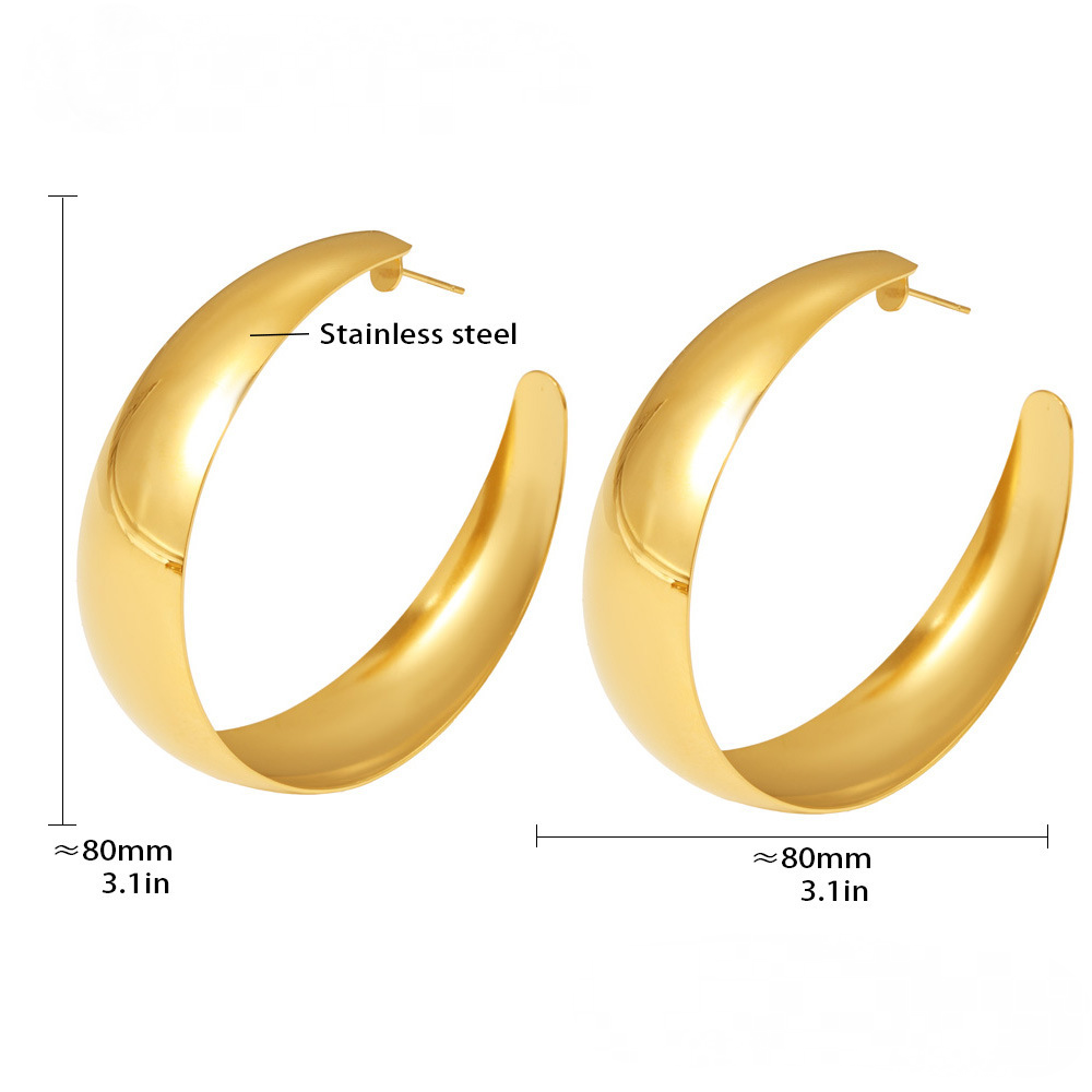 Stainless Steel Women's Multi-Size Hoop Polished Earrings