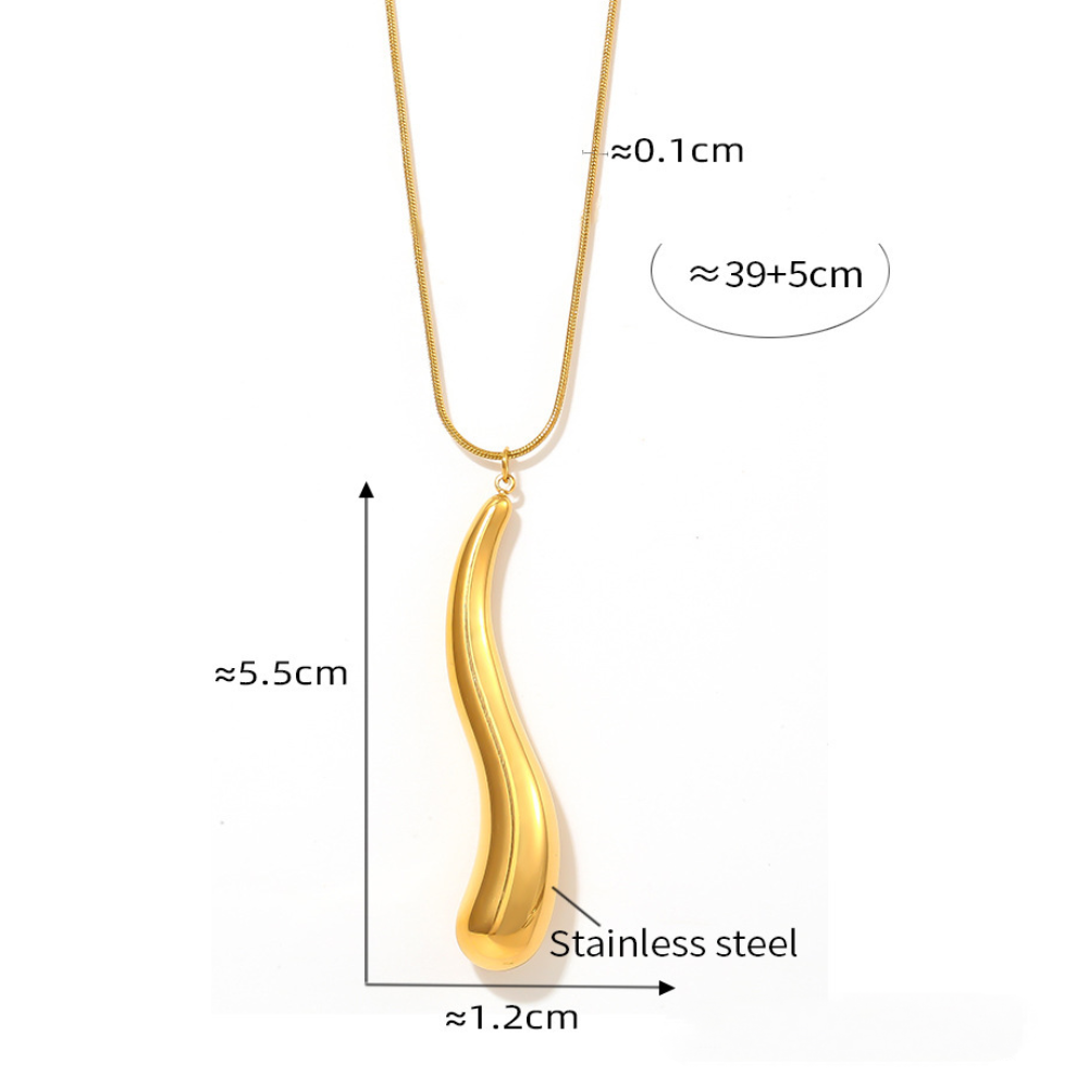 Bar Water Drop Hollow Pendant Necklace Earrings Jewelry Suit