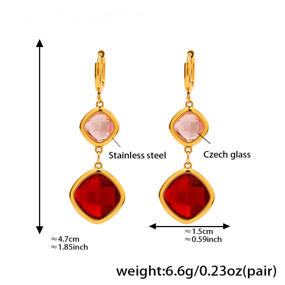 18K Gold PVD Transparent Czech Glass Huggie Earrings