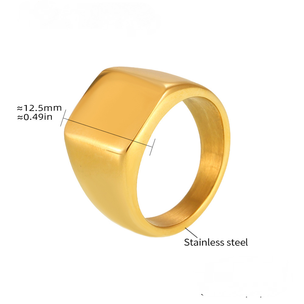 Stainless Steel Minimalist Square Signet Ring