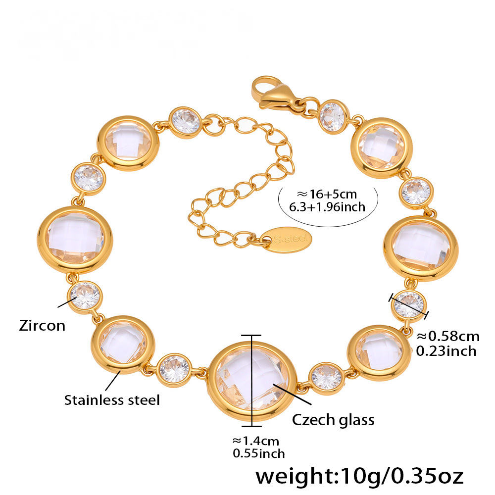 Stainless Steel Transparent Czech Glass Bracelet