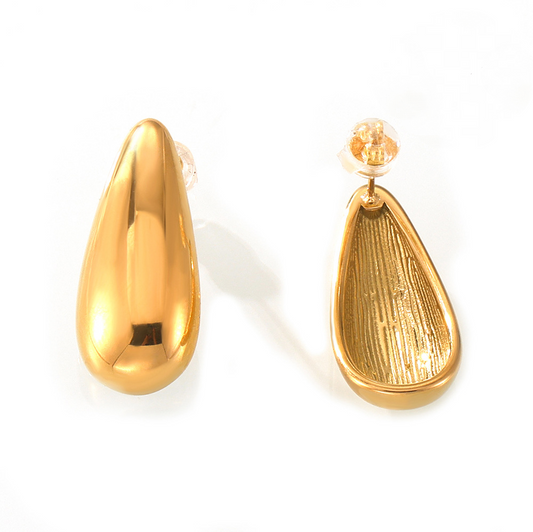 Water Drop Polished Stainless Steel Earrings